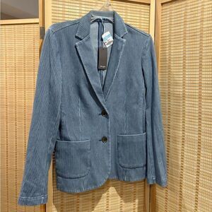 J. McLaughlin Navy and White Patterned Blazer